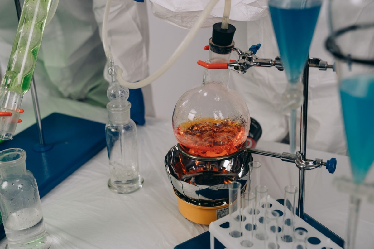 close-up of advanced laboratory equipment in a clean white environment