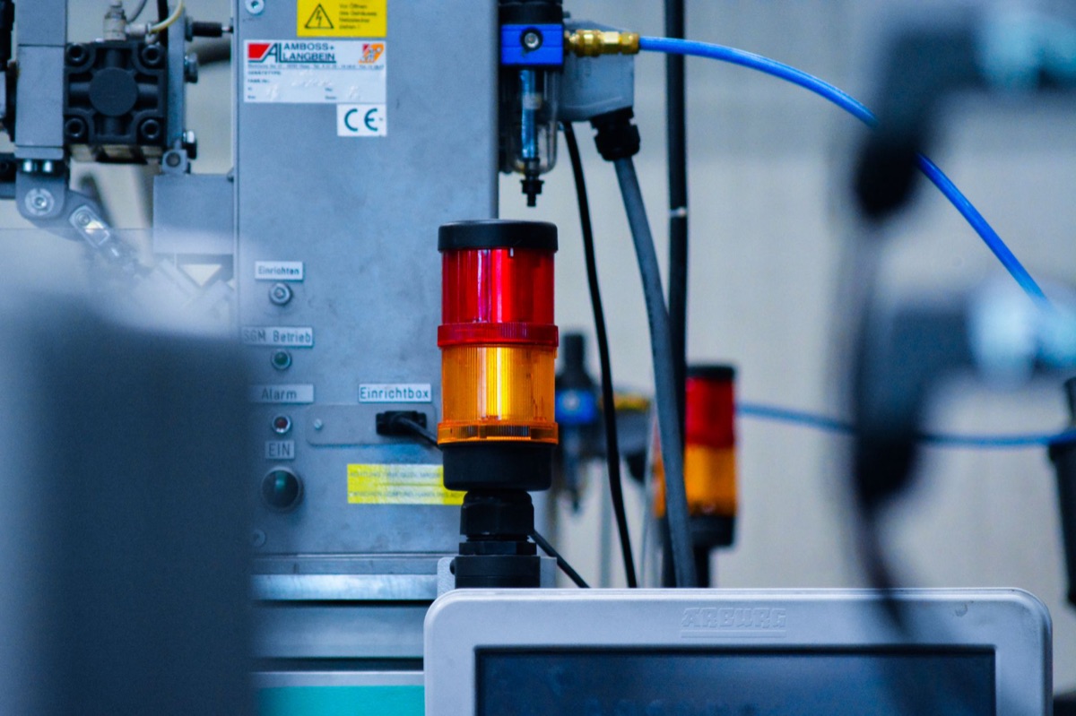 Industrial automation machinery in a modern factory setting