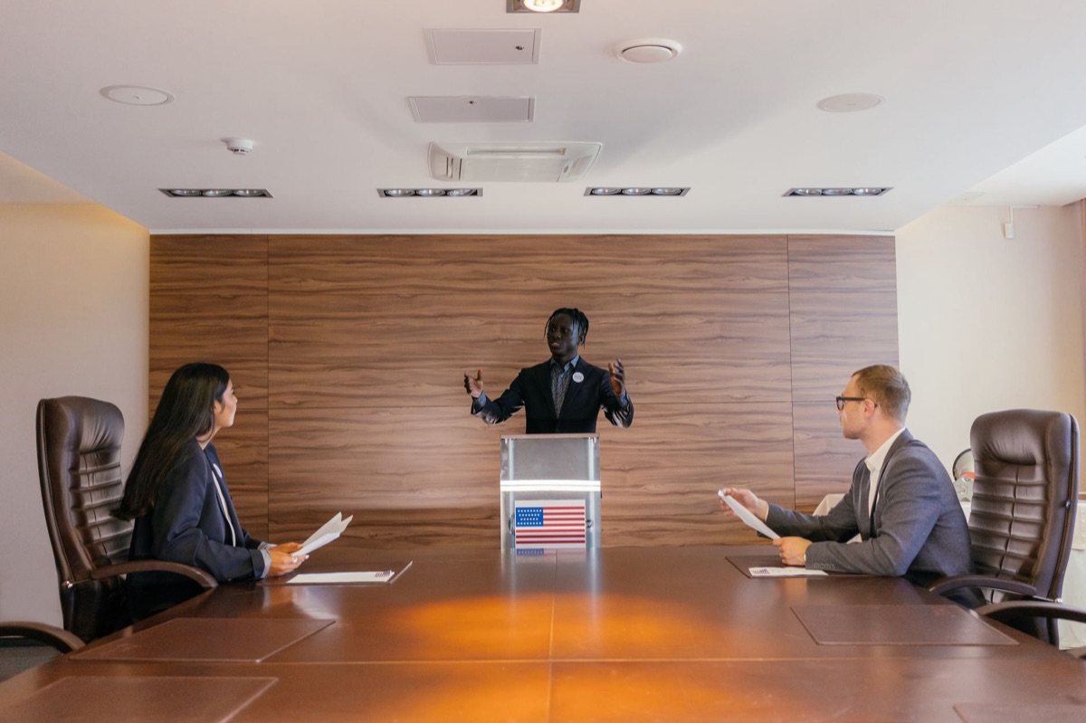 politician at table