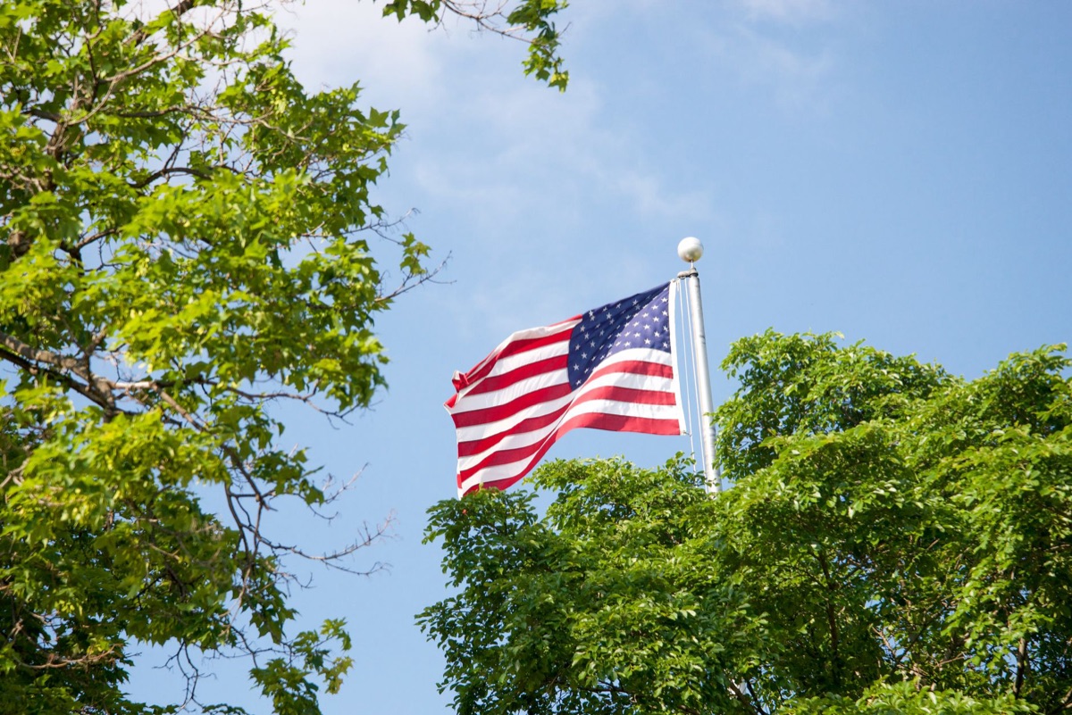 De Amerikaanse vlag die wappert