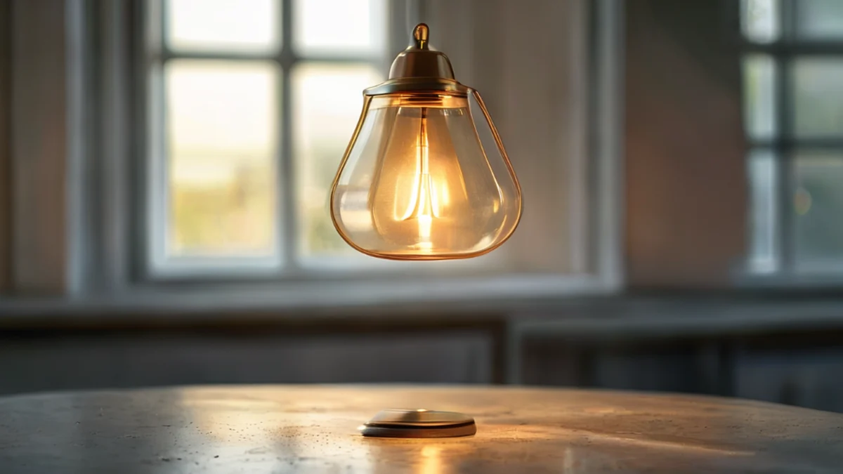 Schullampe mit weißem Lichtquell, für den Unterrichtsbereich geeignet.