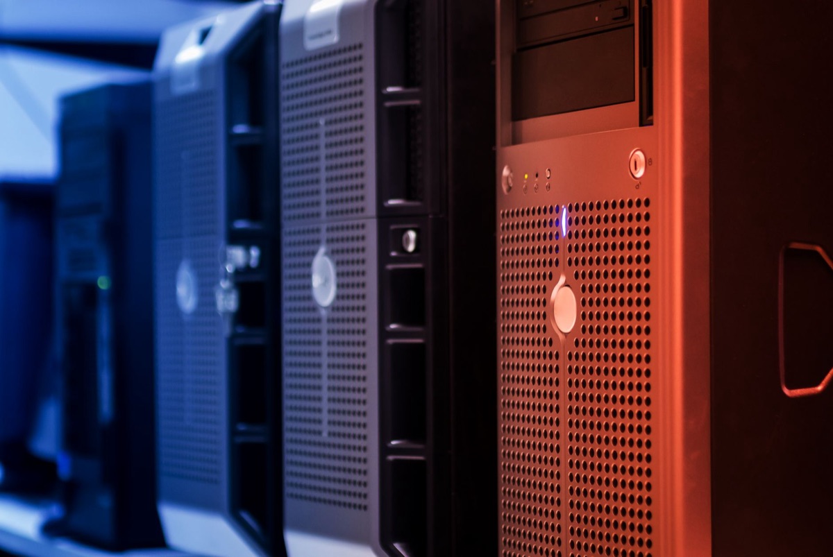 Rows of high-tech server racks in a modern data center
